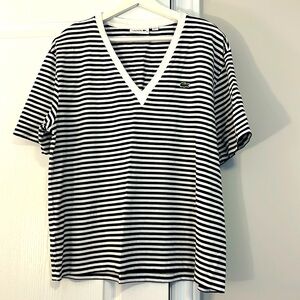 Lacoste striped V neck T-shirt